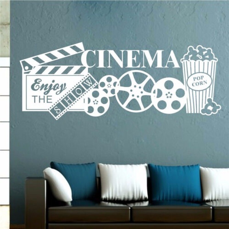 Vinyl Wall Art Stickers Home Theatre Popcorn Cinema Film Quote Decals Decoration