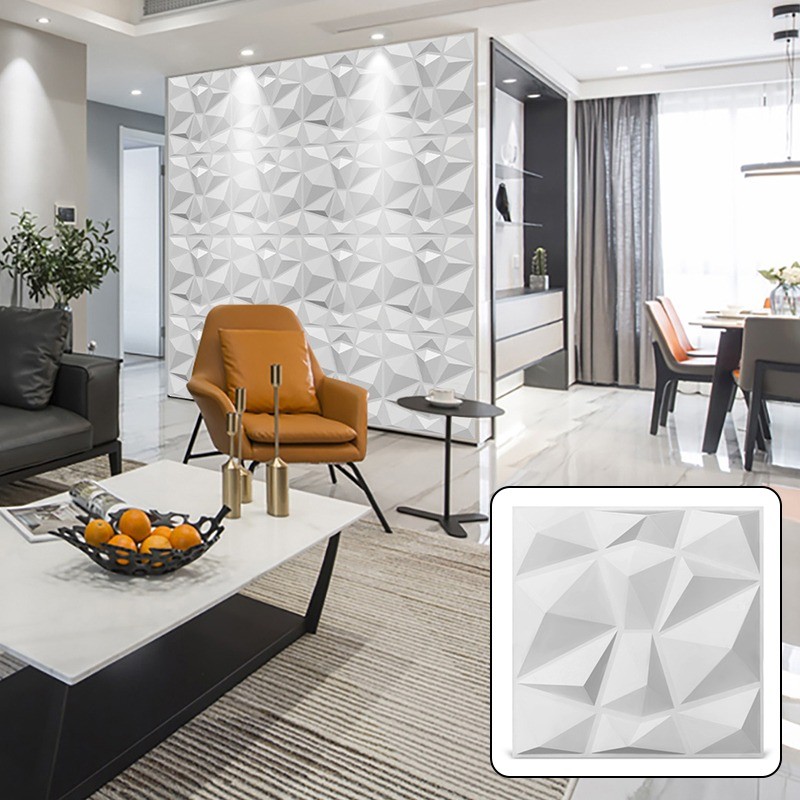 3D Wall Panels Diamond Textured PVC for Interior Decor Black 30x30cm 10 Pack