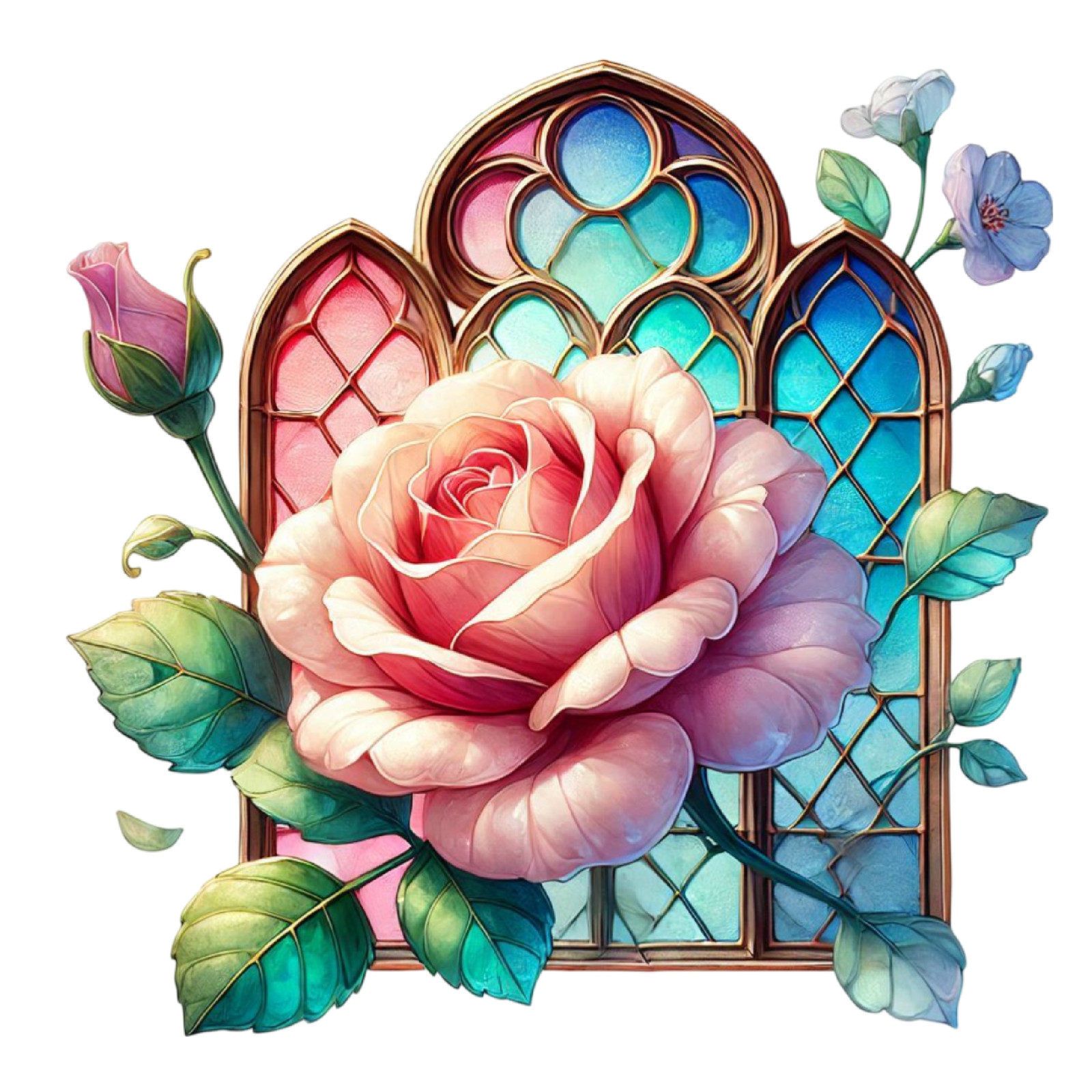 Wall Decal Sticker Roses Stained Glass Window Wall Sticker 18X18cm Large