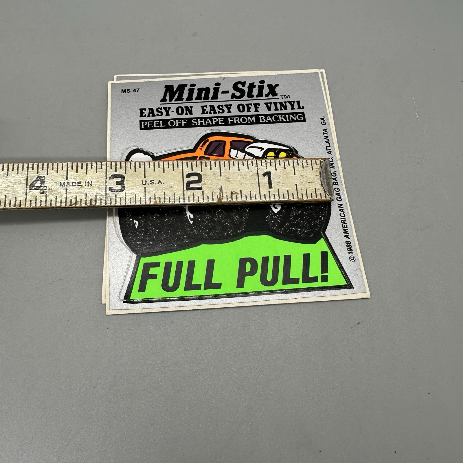 1988 Vintage "Full Pull!" Monster Truck Black Light Retro Vinyl Sticker Cut-Out