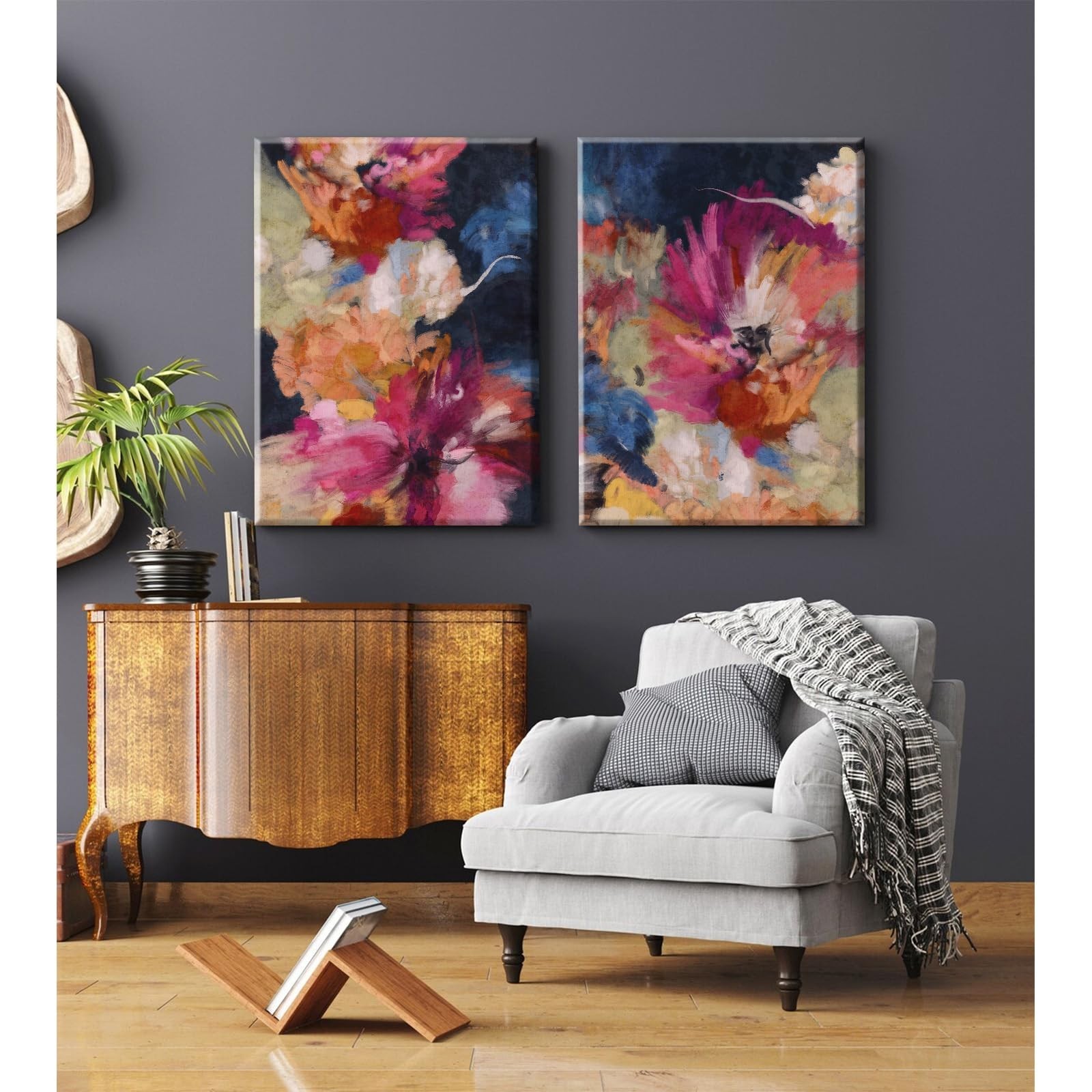 Colorful Abstract Wall Art Decor Modern Flower Canvas Wall Art Abstract Flowe…