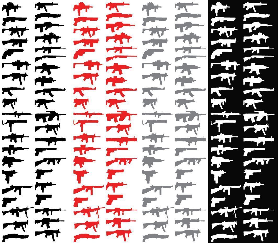 100 – 2" Universal Machine Gun Rogue Decals Without Triggers Show Status Sticker