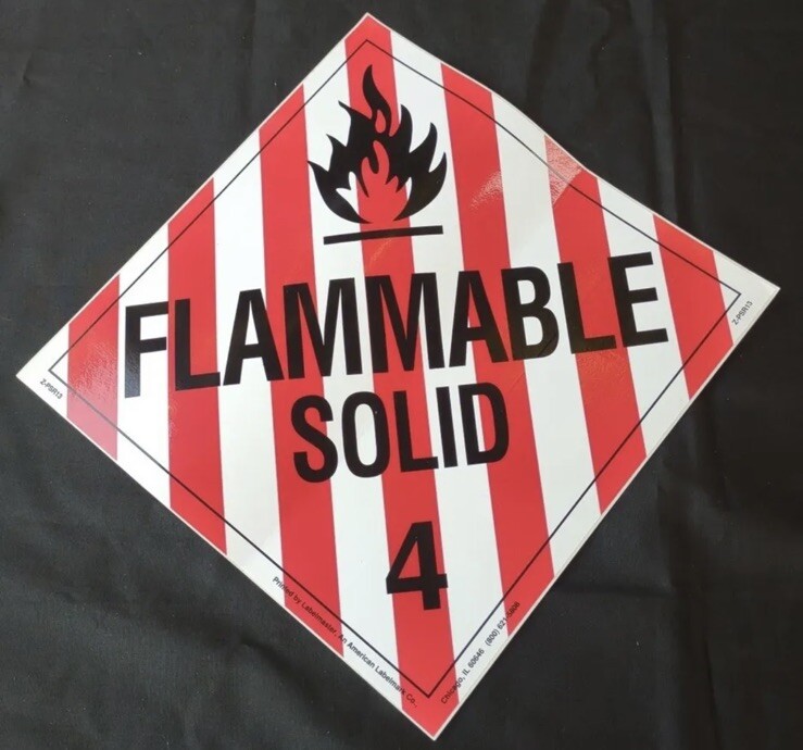 FLAMMABLE SOLID Sticker Sign Decal 10 3/4 X 10 3/4" Red White Black – 24 PACK