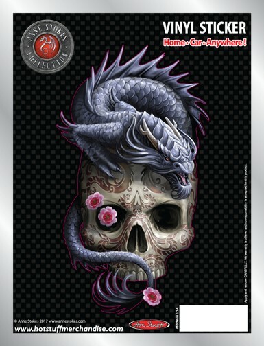 Oriental Dragon and Skull Car Sticker – Auto Decal – Anne Stokes