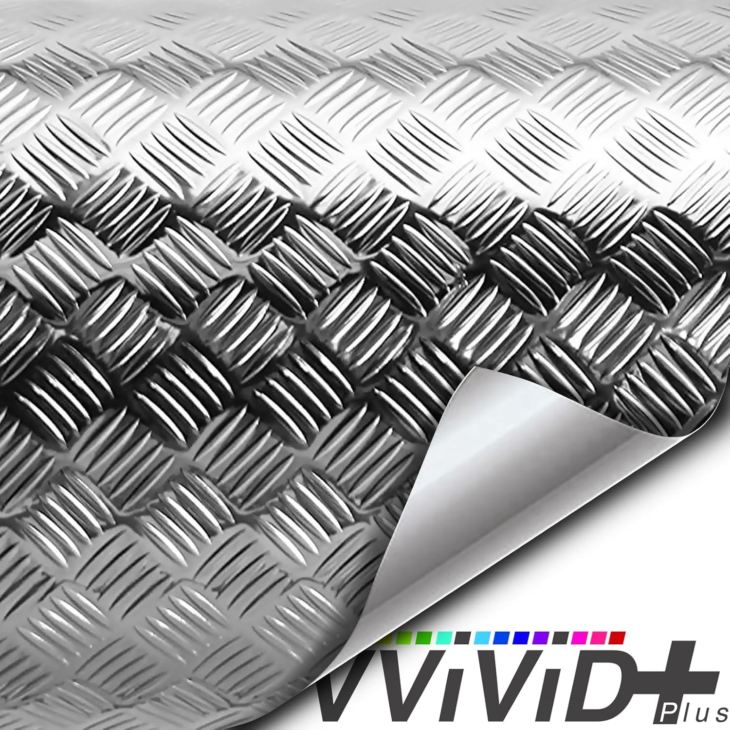 Industrial Utility Diamond Plate Metallic Chrome Finish Vinyl Wrap Silver 17.8