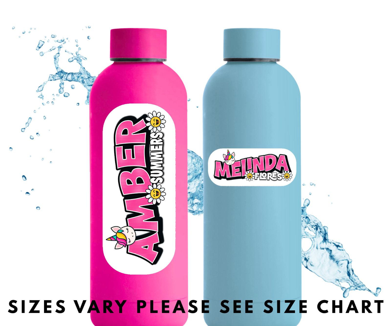 Custom Waterproof Unicorn Pop Art Name Labels for School, Daycare & Bottles