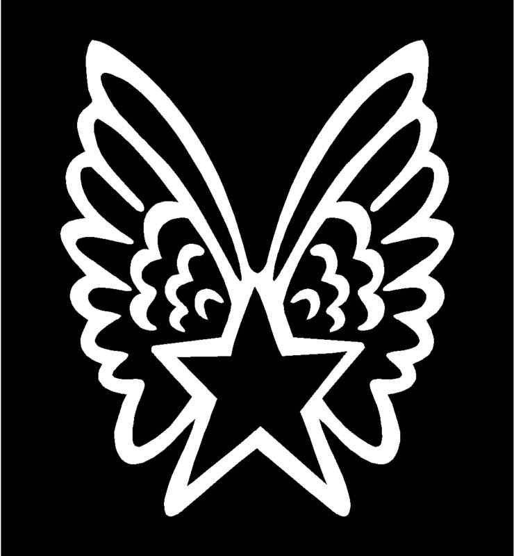 WINGED STAR Vinyl Decal 5" x 6" (11 Colors)