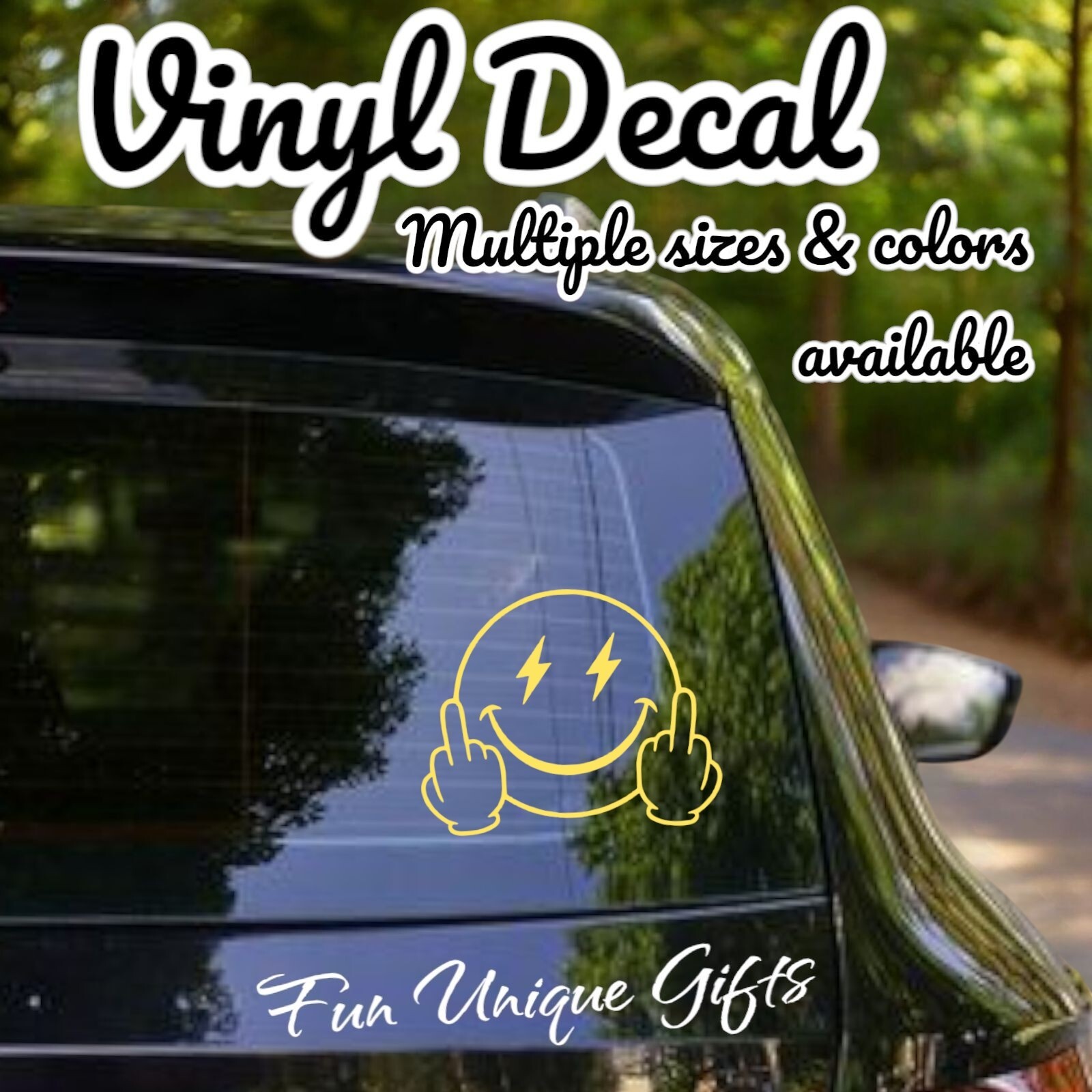 Flip Off Smiley Face Vinyl Decal Sticker -Multiple Colors & Sizes- FREE SHIPPING
