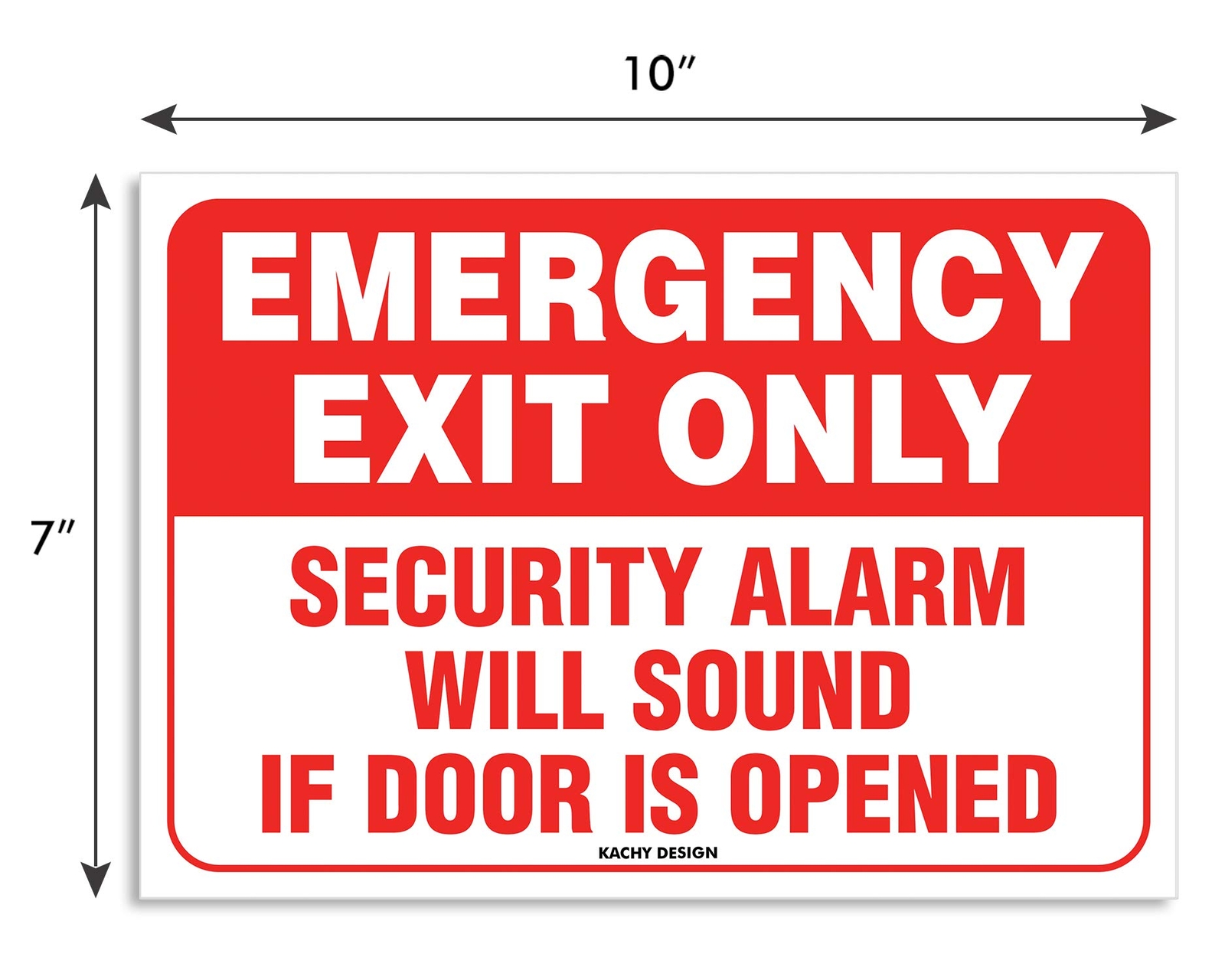Kachy Signs – (Set of 2) Emergency Exit Only Sticker Sign – 10" x 7" – Durabl…