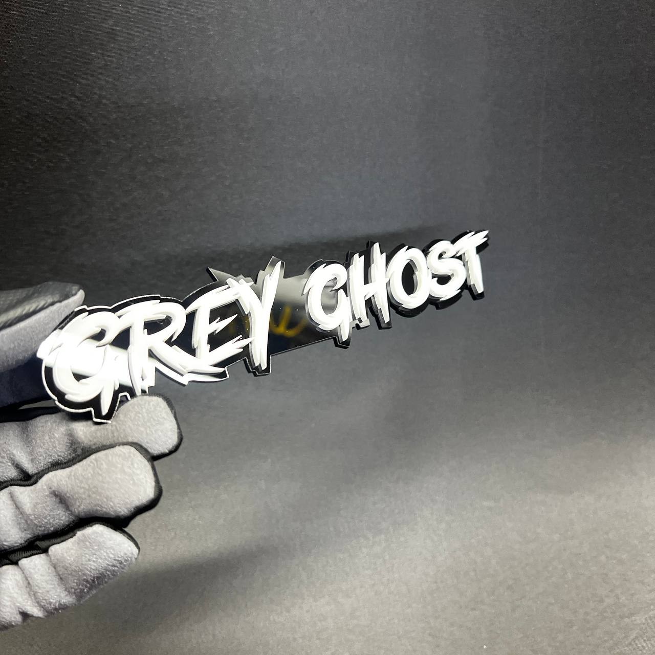 1x GREY GHOST Custom Text 3D Acrylic Car Emblem Badge Multicolor Fender Decal