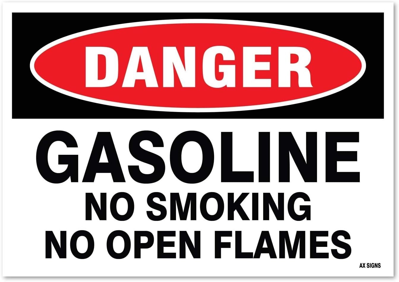 (2 Pack) Danger: Gasoline No Smoking No Open Flames Sticker 7 x 10 Inches