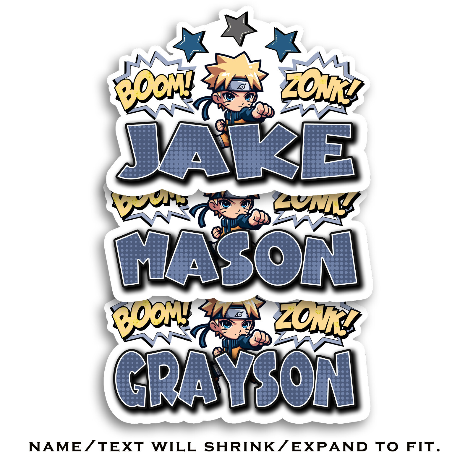 Custom Vinyl Name Sticker Anime Inspired Ninja Design Personalized Decal