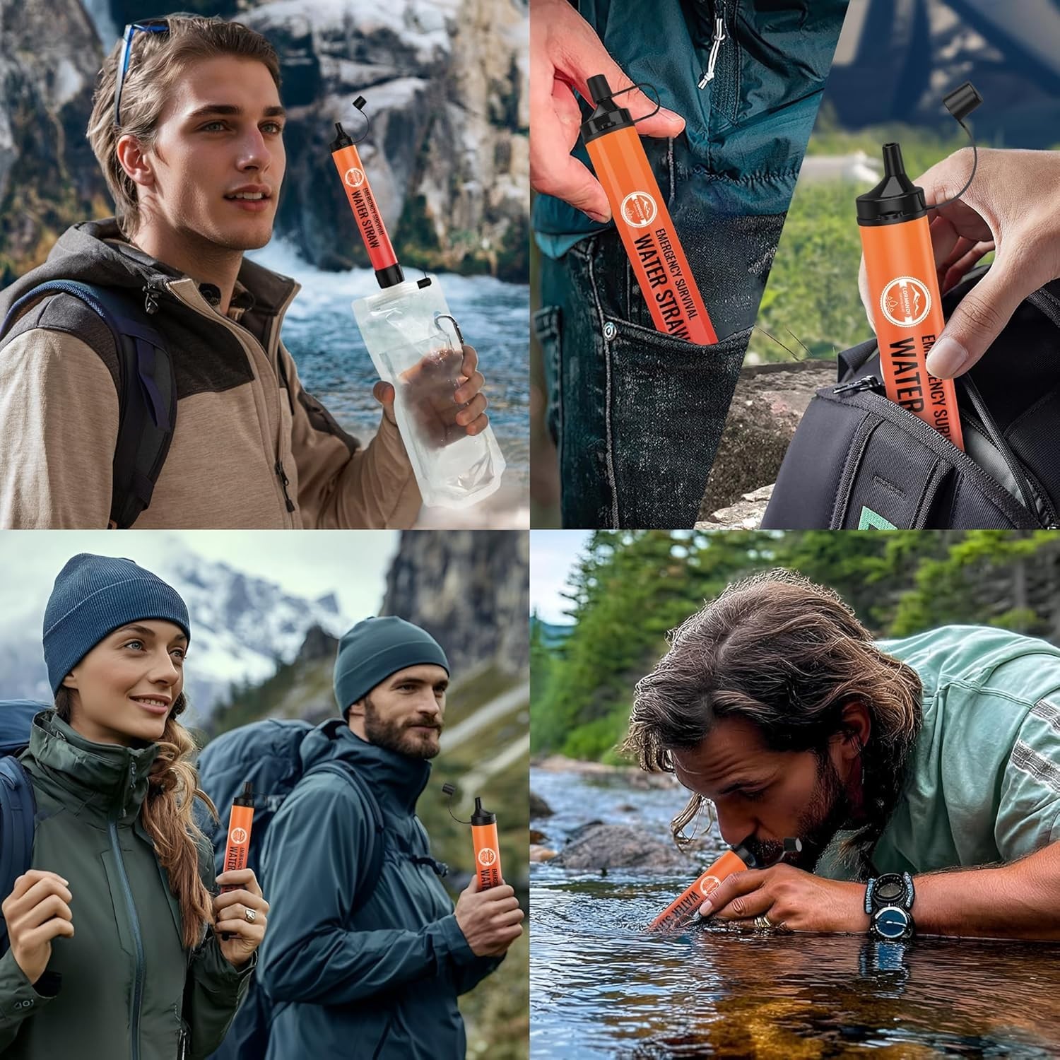 Straw Water Filter 5 Pack – Outdoor Camping & Hiking Survival Gear Kit for Famil