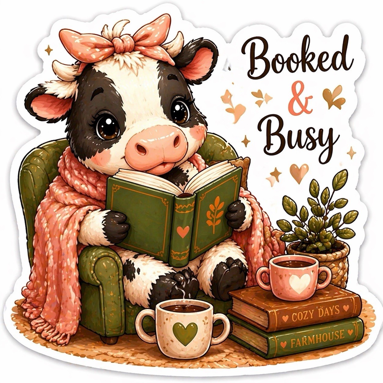 13pc Cute Book Lover Sticker Set Farm Animals Cozy Reading Planner Laptop Decals