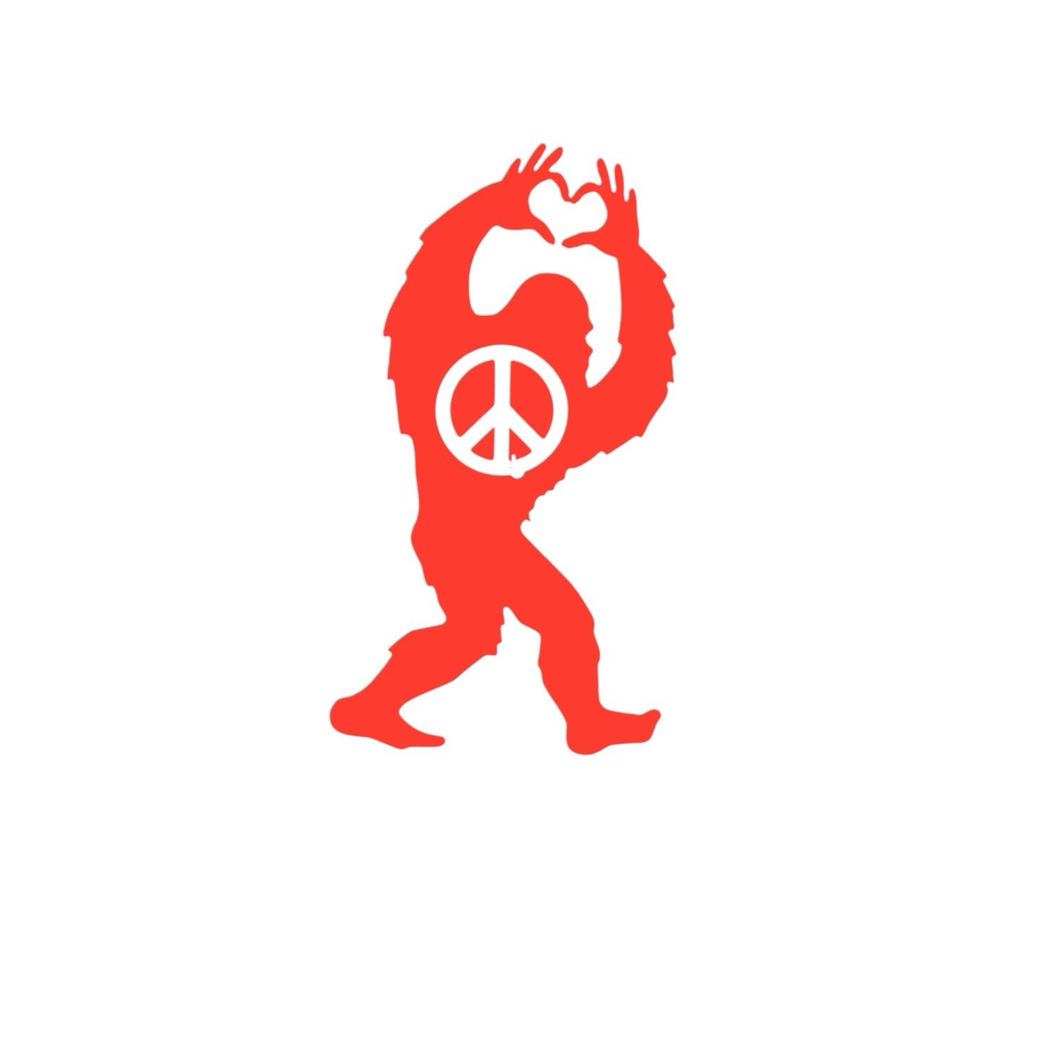 Bigfoot peace love Vinyl Decal for car Windows Laptops any smooth surface