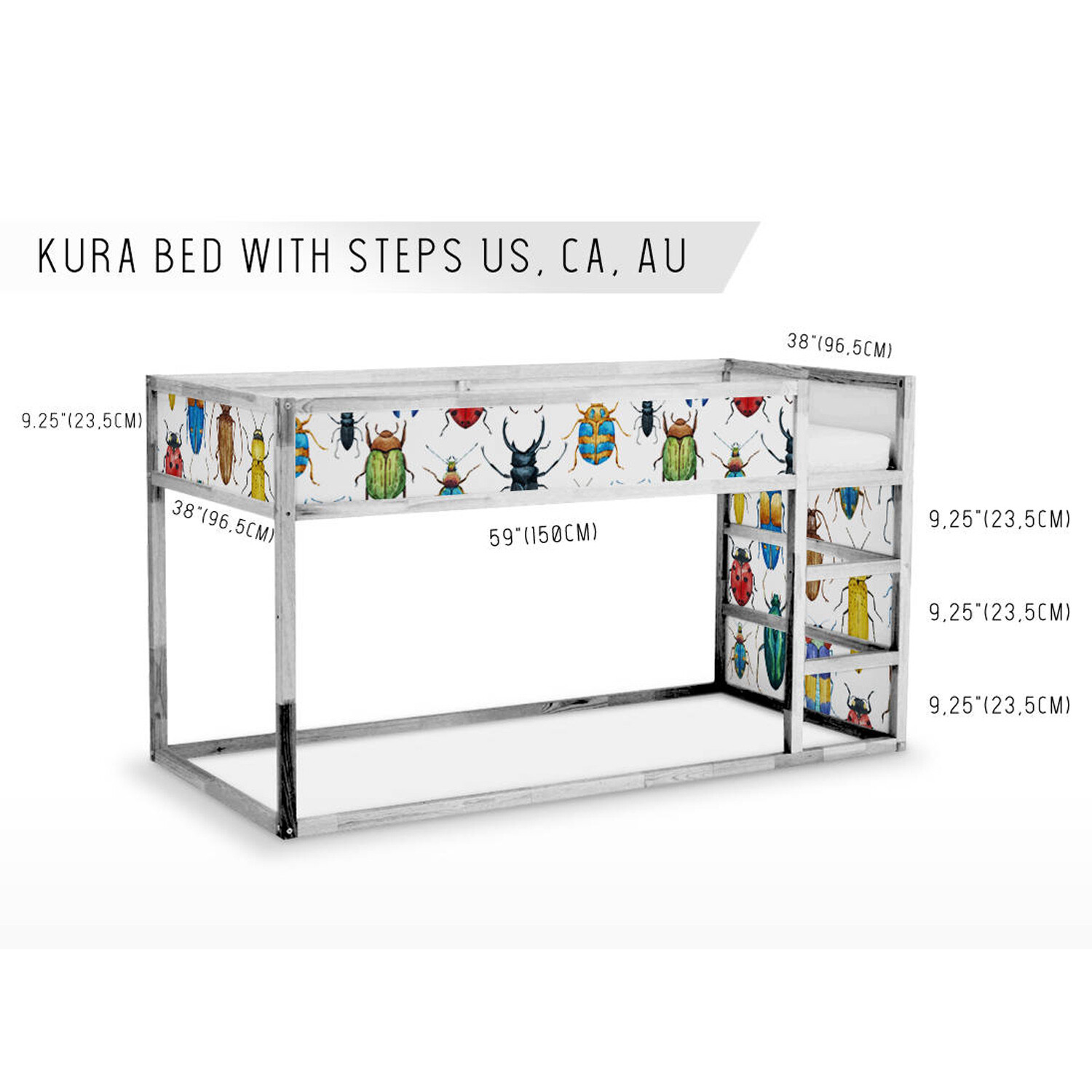 IKEA KURA BED removable Decal self-adhesive sticker furniture colorful insects
