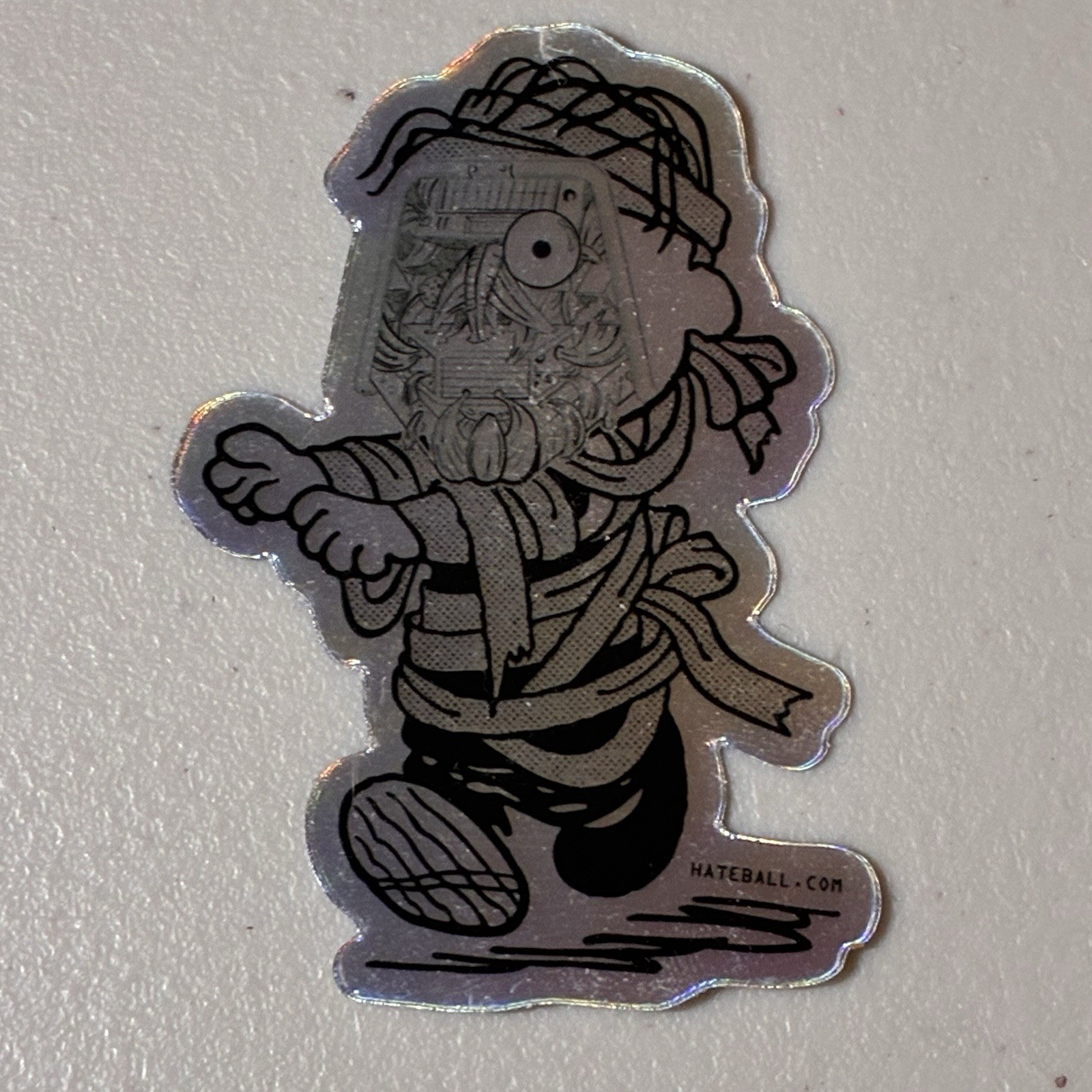 Hateball Holographic Mummy Zombie Peanuts-like Vinyl Sticker Streetwear Art 3”