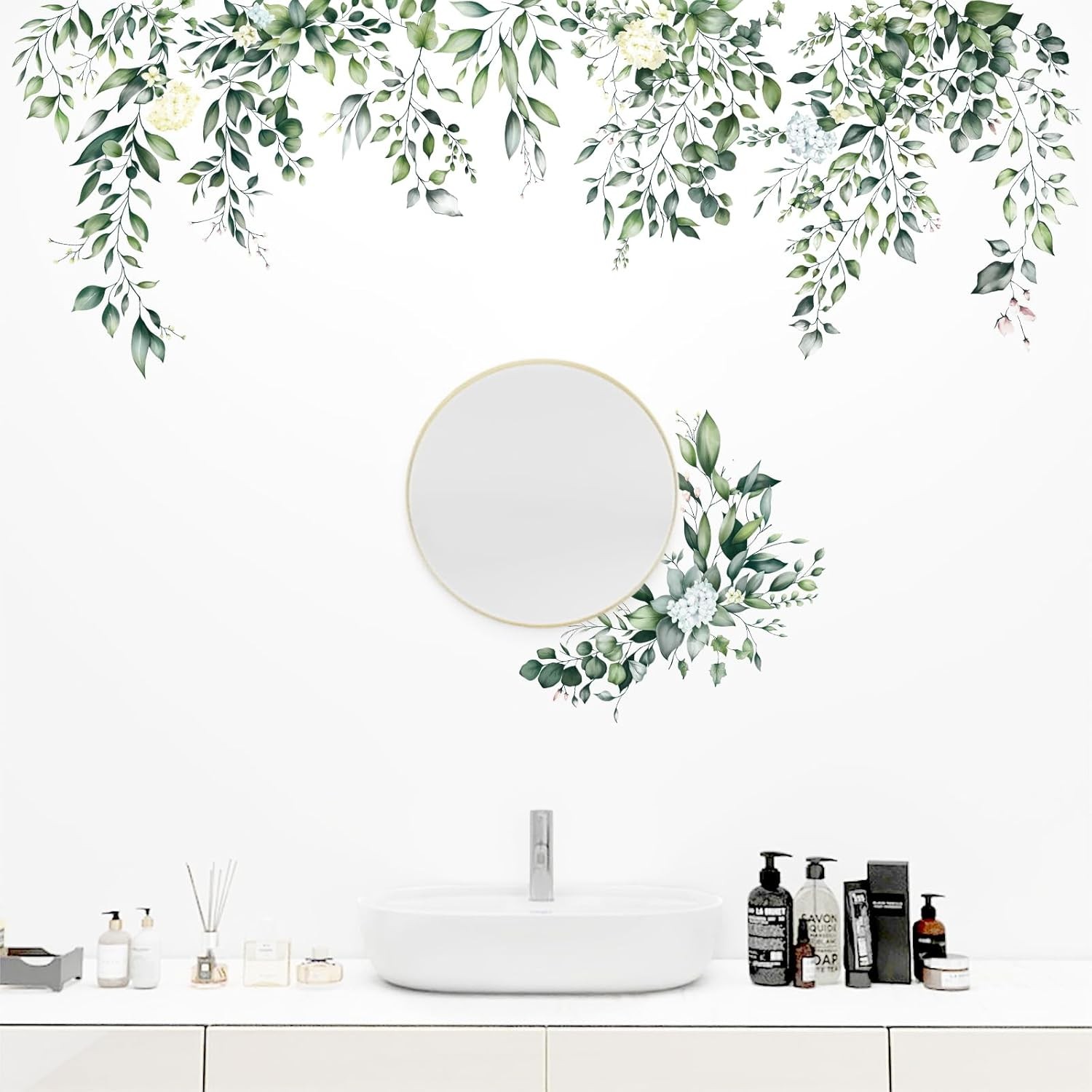 Green Leaves Wall Stickers Decor Hanging Vine Flower Art Decals