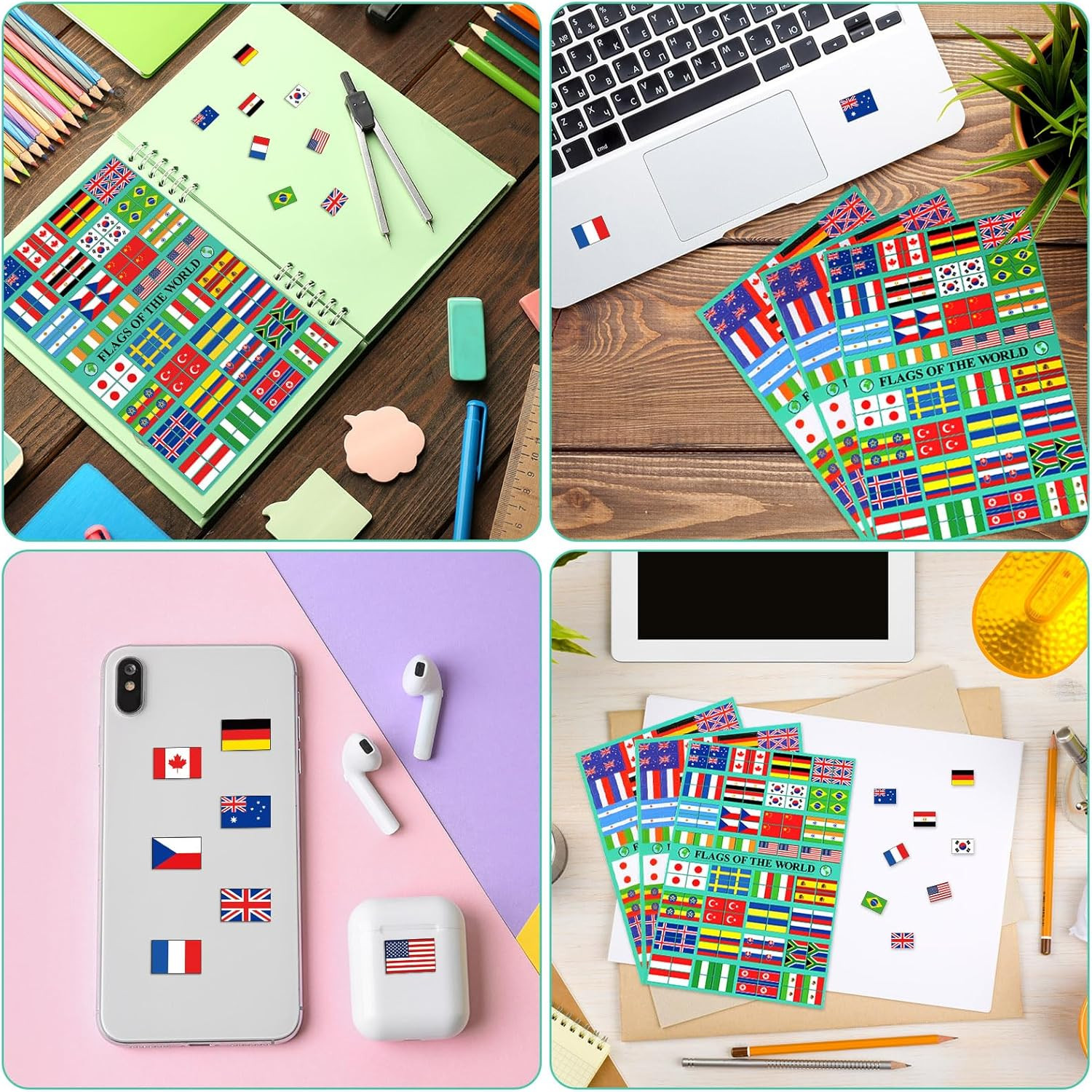 3000 Pcs World Flag Stickers for Kids Country Flag Small International Passport