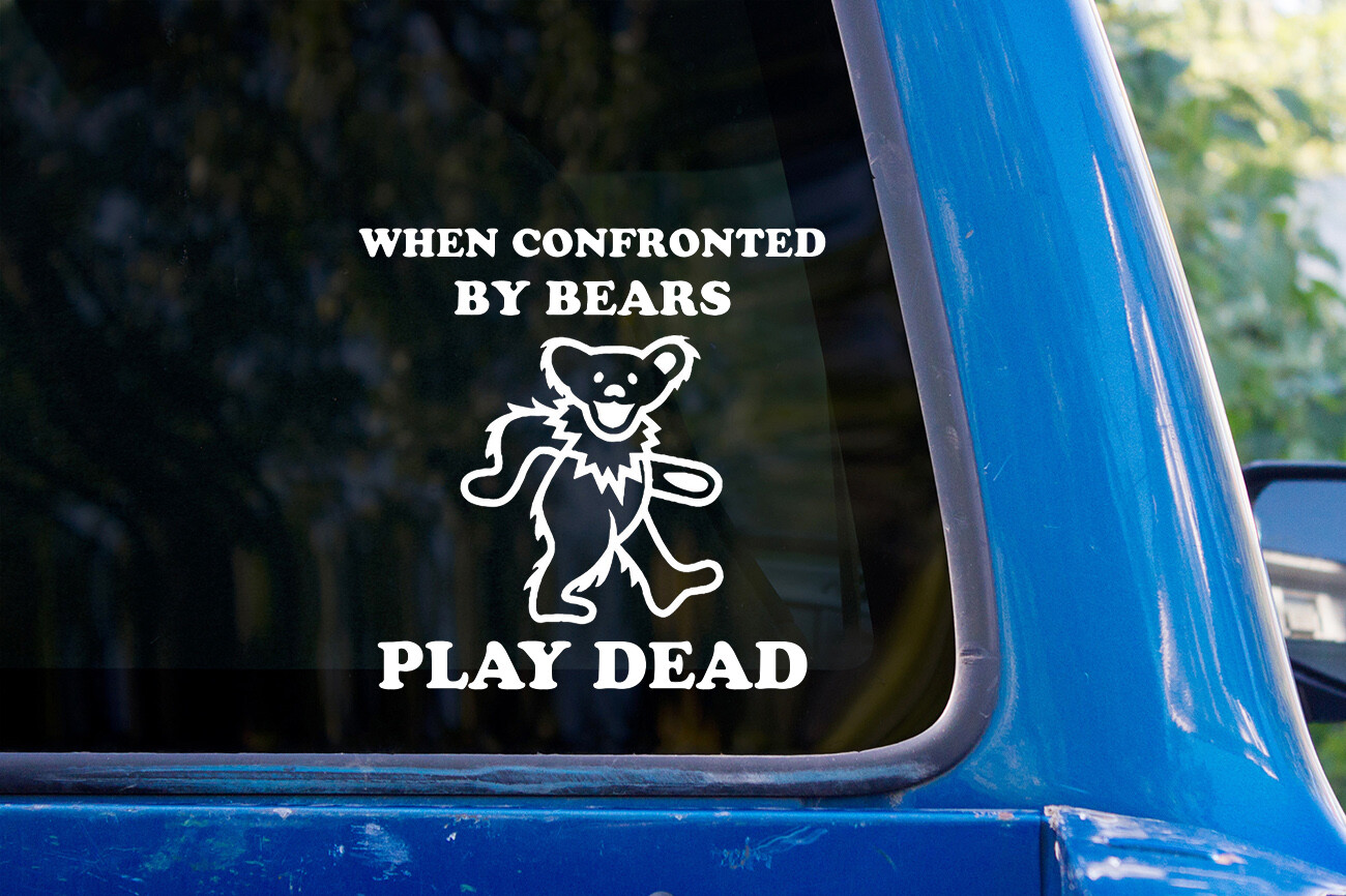 Grateful Dead vinyl sticker decal confronted by bears play dead dancing