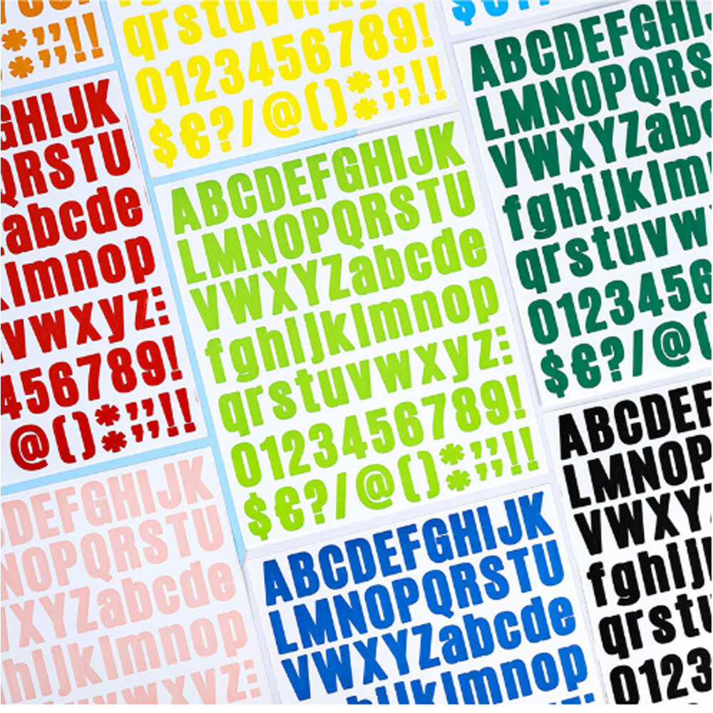 Sheets Letter Stickers Vinyl Number Symbol Alphabet Sticker DIY Label Decal LOT