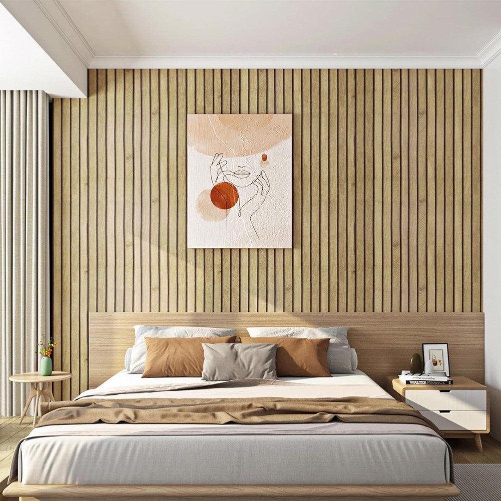 Easy Application 3D Faux Wooden Slat Wall Sticker for Contemporary Homes
