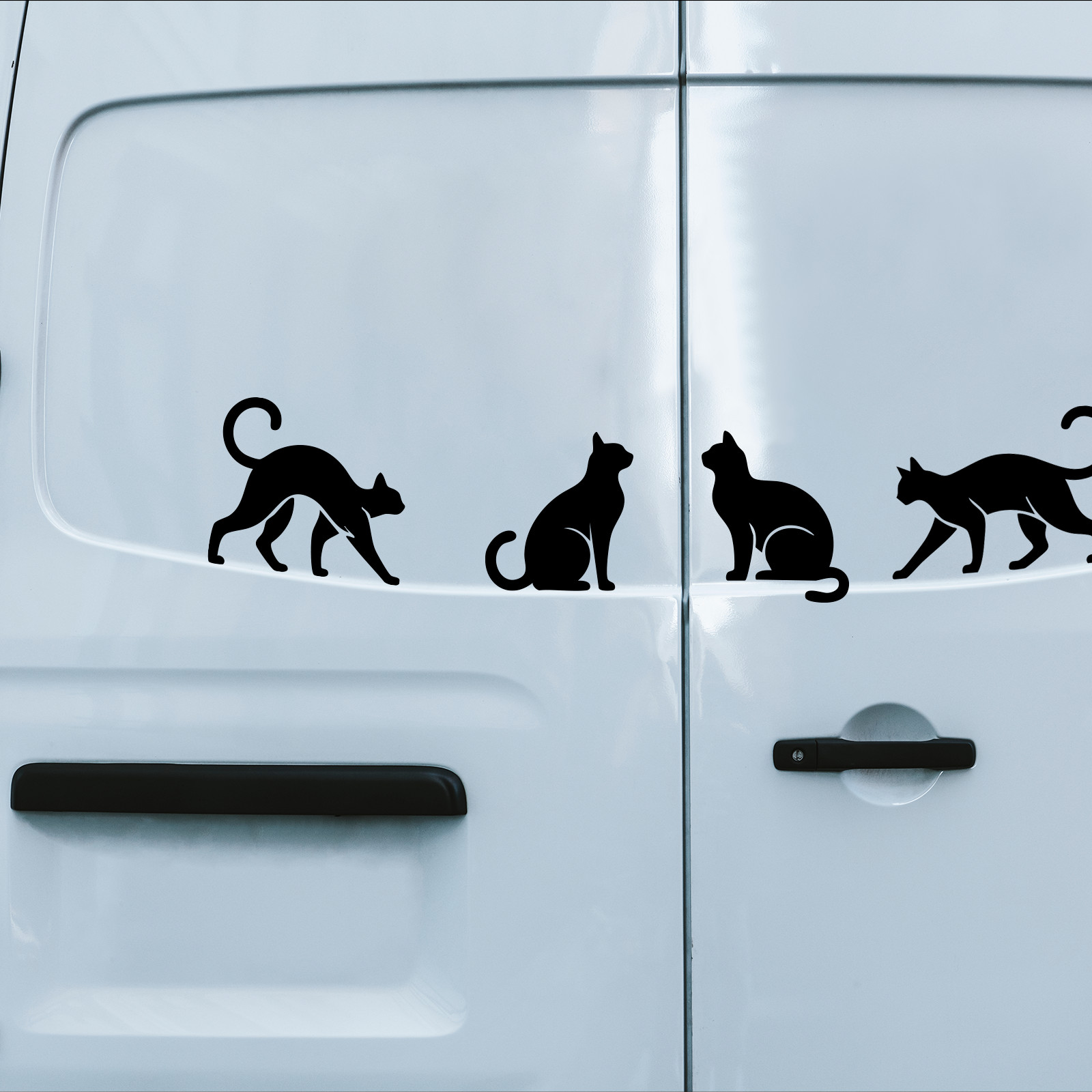 10 Cat Silhouette Vinyl Decals 2×2 Each Minimalist Set White or Black Cute Cat