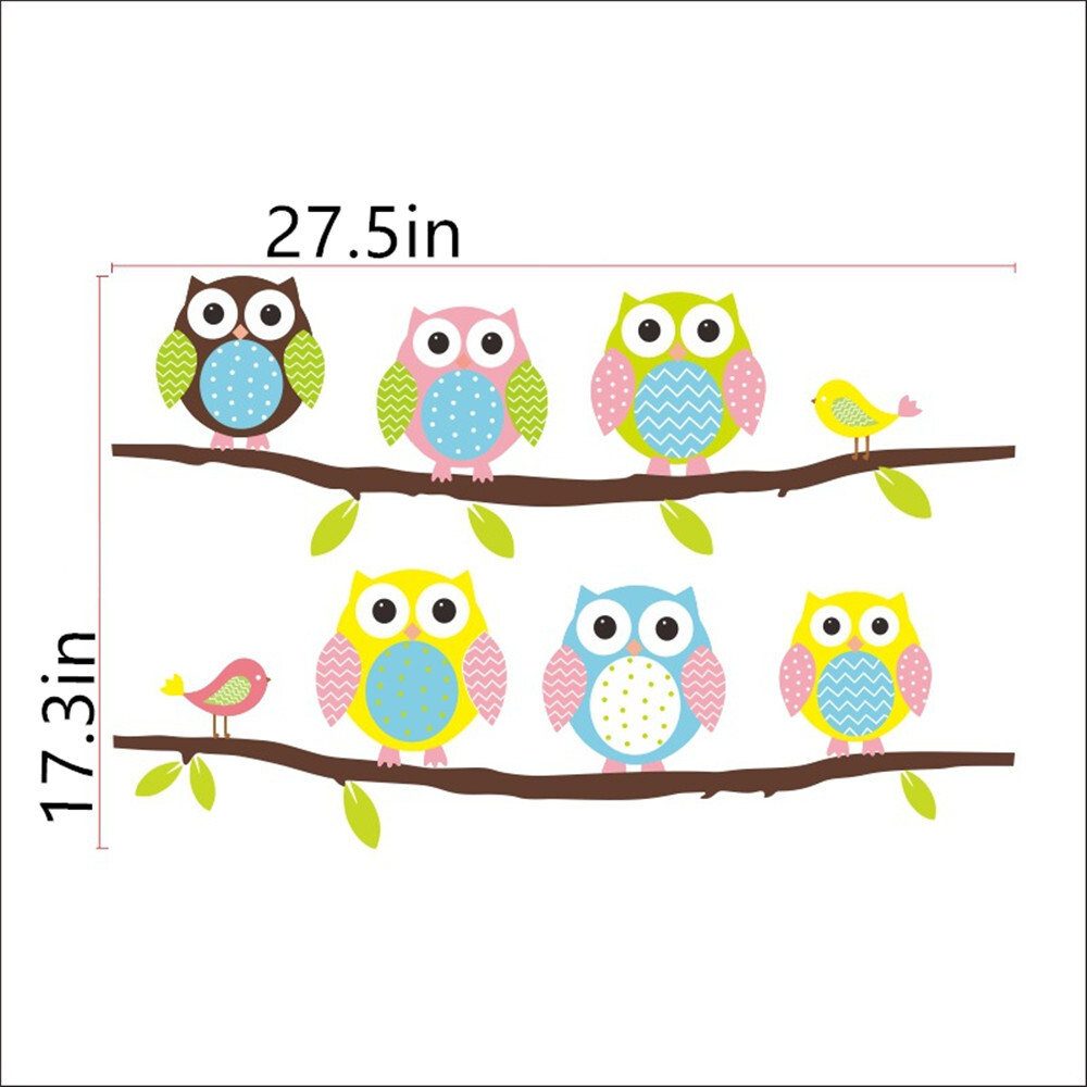 Cartoon Owl Tree Nursery Kids Baby Girl Boy Wall Sticker Paper Decal Art Decor