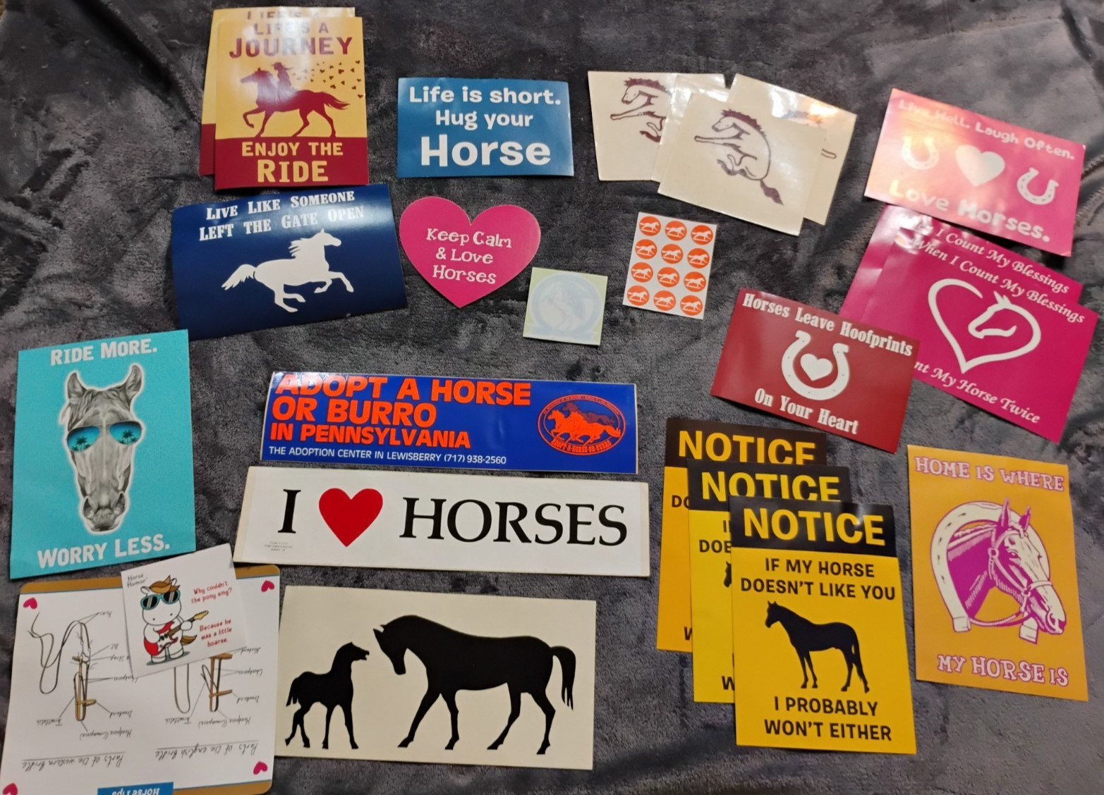 HUGE Variety Lot of Vintage Horse Stickers, Decals and Equestrian Collectibles
