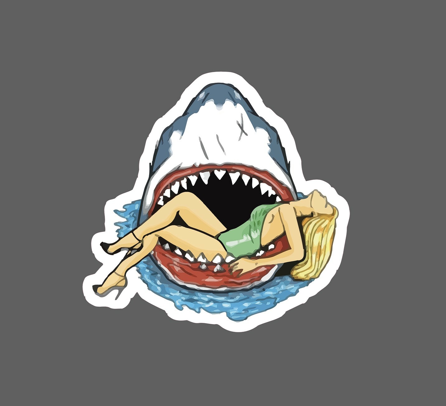 Shark Eating Woman Sticker Retro Waterproof – Buy Any 4 For $1.75 Each Storewide