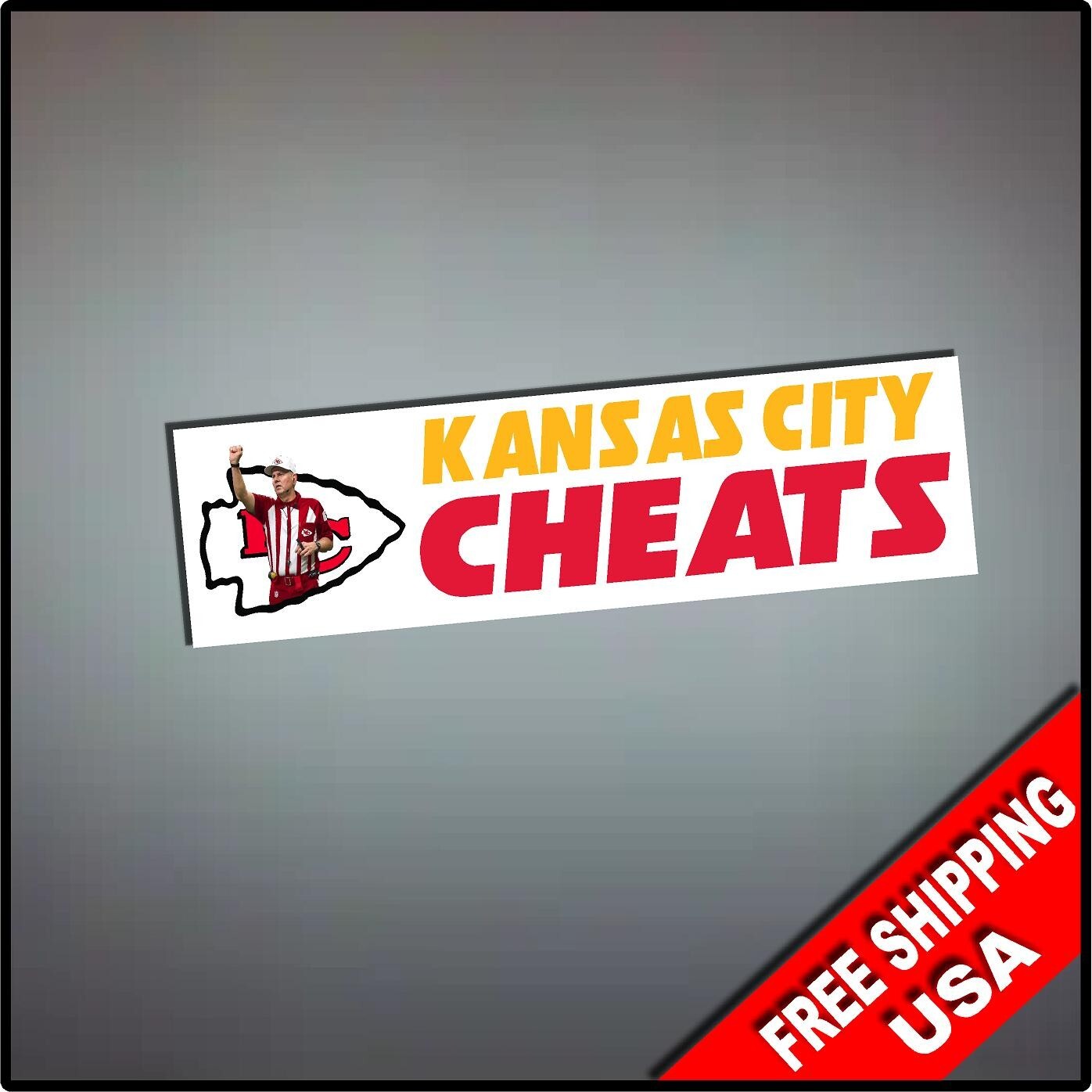 Kansas City Chiefs Funny Bumper Sticker Cheats Mahomes Swift Kelce 9" Decal KC