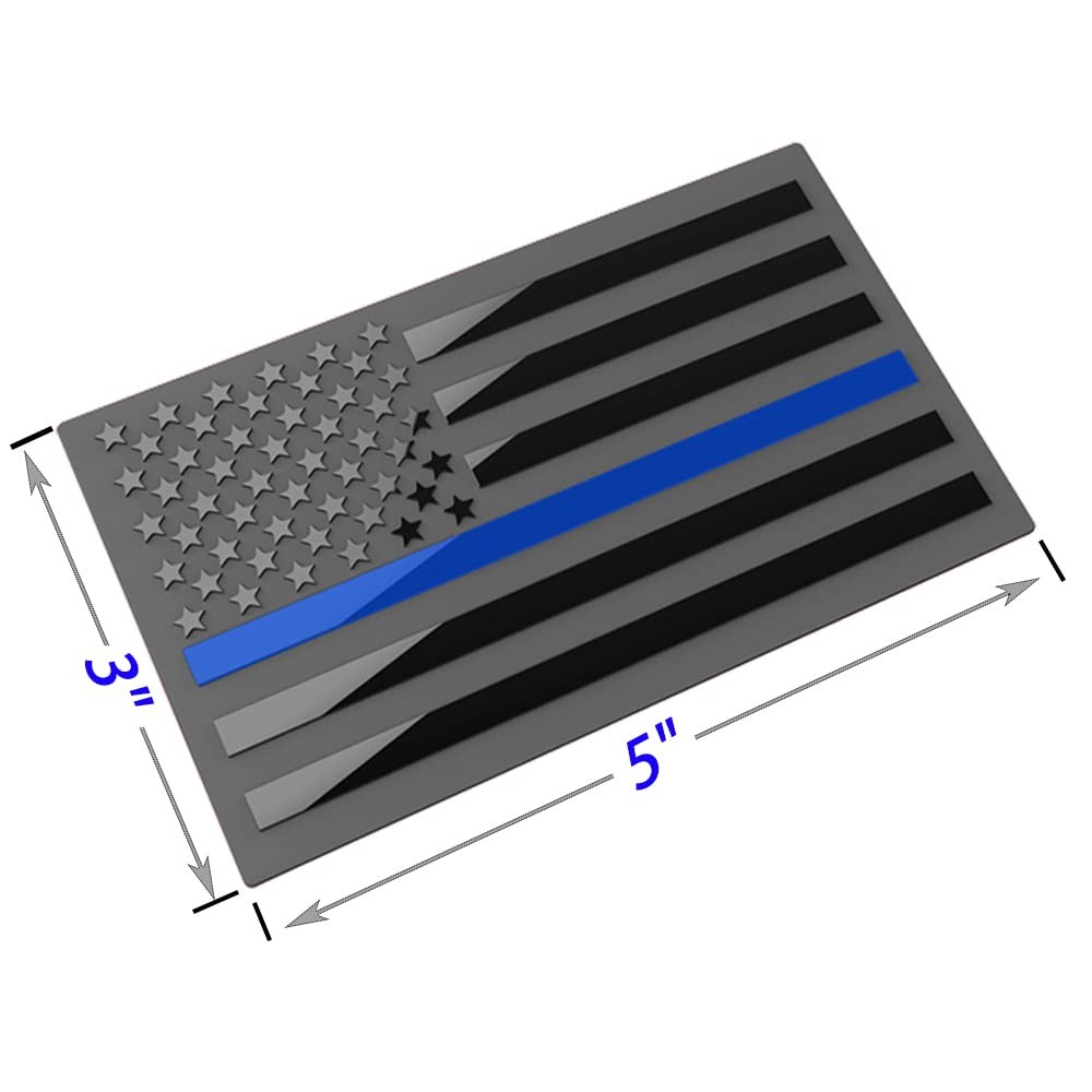 3 Pack Metal American Flag Emblem Decal,Thin Blue line Sticker (Thin Blue Line)