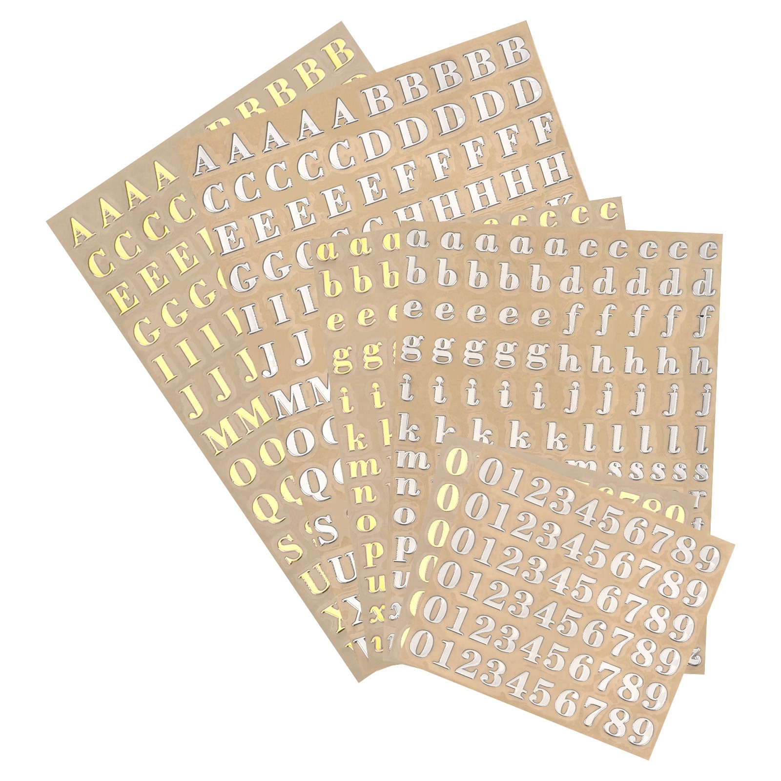 6 Sheets Alphabet Letter Number 3D Sticker A-Z 0-9 for Epoxy Resin Casting Gold