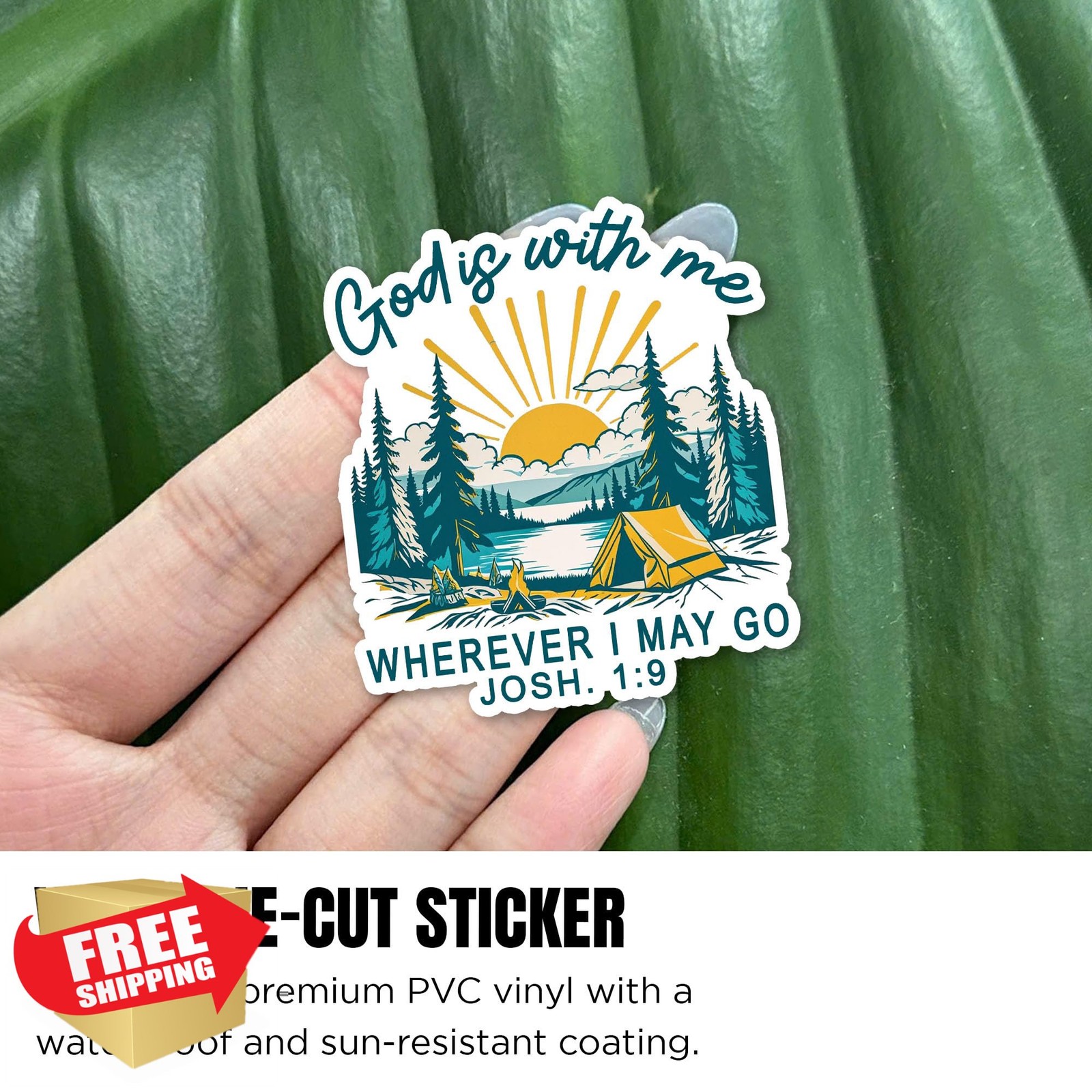 Generic God is with Me Stickers 2x2in 3pcs