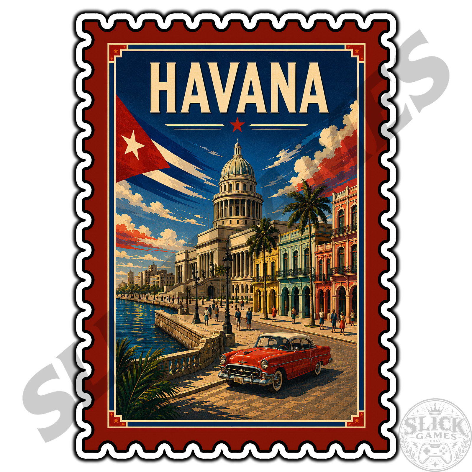 Havana Cuba Travel Postage Stamp Sticker #1 Waterproof Vinyl Decal Die-Cut