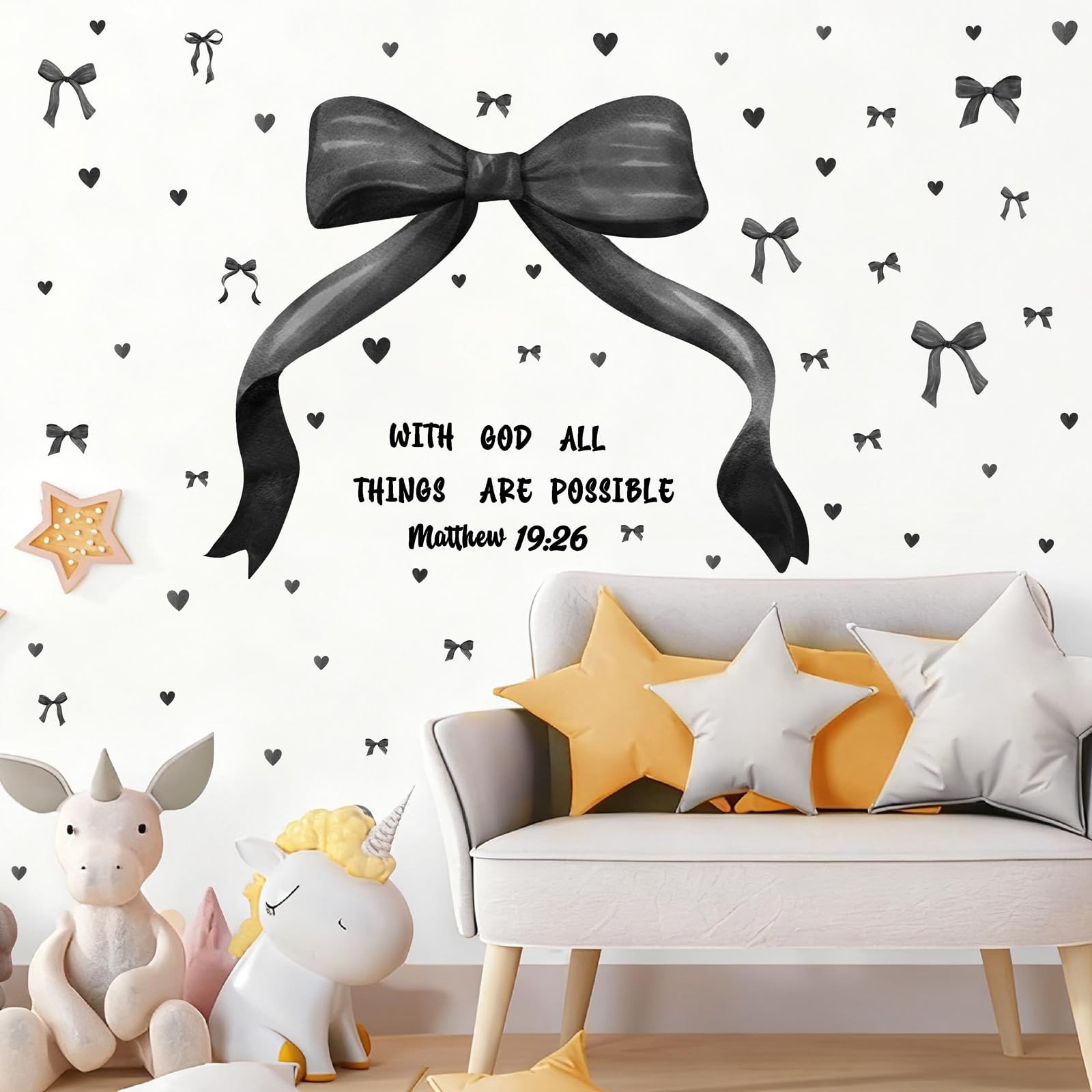 Large Black Bow Wall Stickers Watercolor Bowtie Wall Art Decor for Teen Girls…