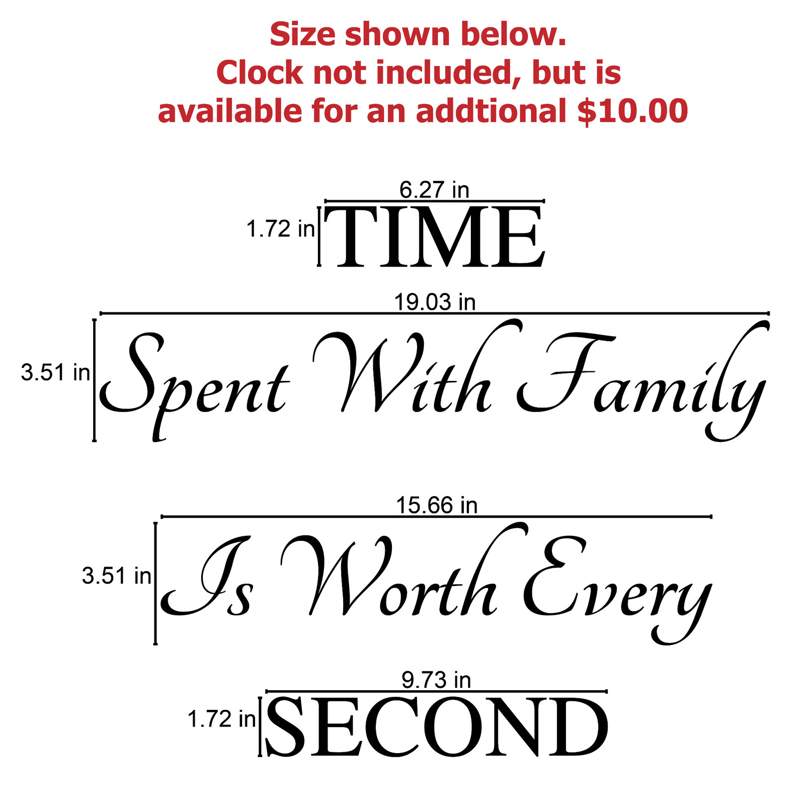 TIME SPENT WITH FAMILY Wall Art Decal Quote Words Lettering Decor Sticker Design