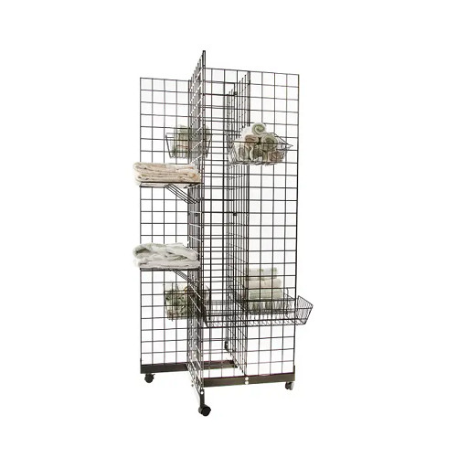 Econoco BLK/4BA Black 4-Way Base for Grid Panels