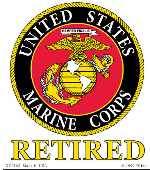 3"X4" VINYL PRESS AND STICK WEATHER RESISTANT USMC RETIRED DECAL