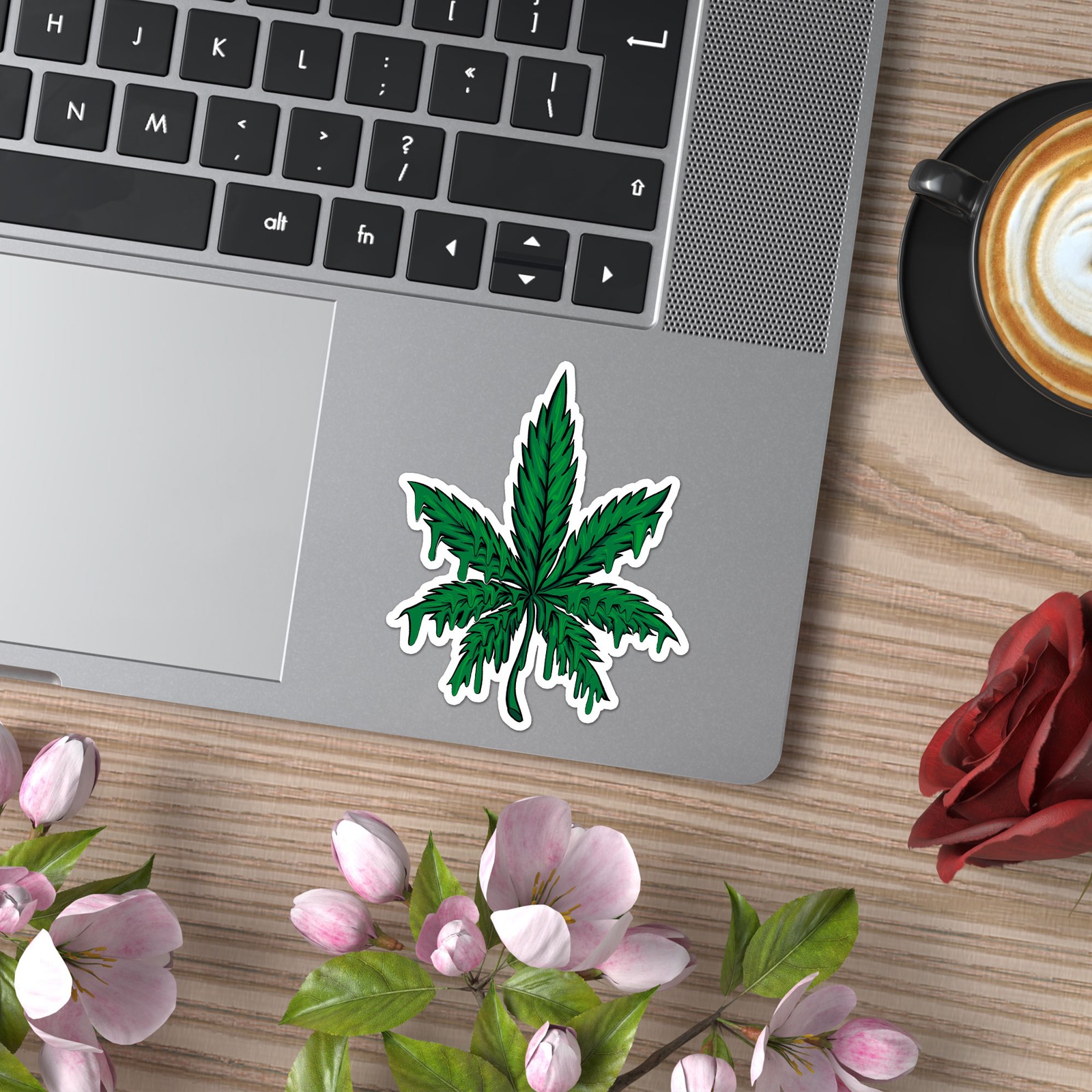 Melting Marijuana Leaf – Vinyl Decal Sticker – Car Window Laptop – ebn8714