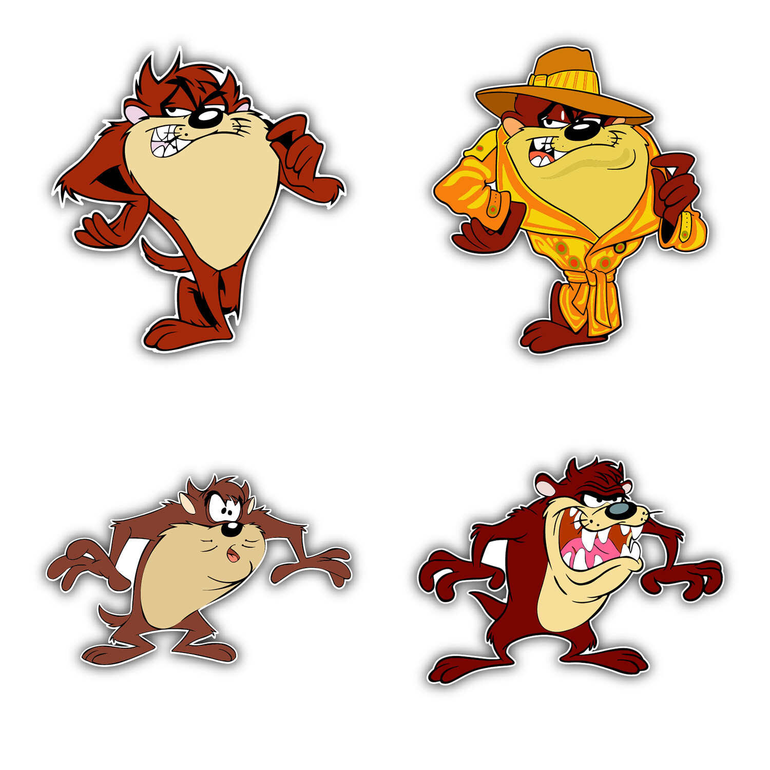 Taz Cartoon Set Of 4 Vinyl Sticker Decal – 5" longer side ID:2