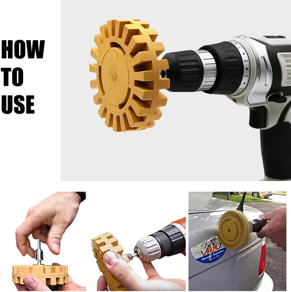 12Pcs Decal Adhesive Remover Set, 4-Inch Eraser Wheel with Plastic Blade Scraper