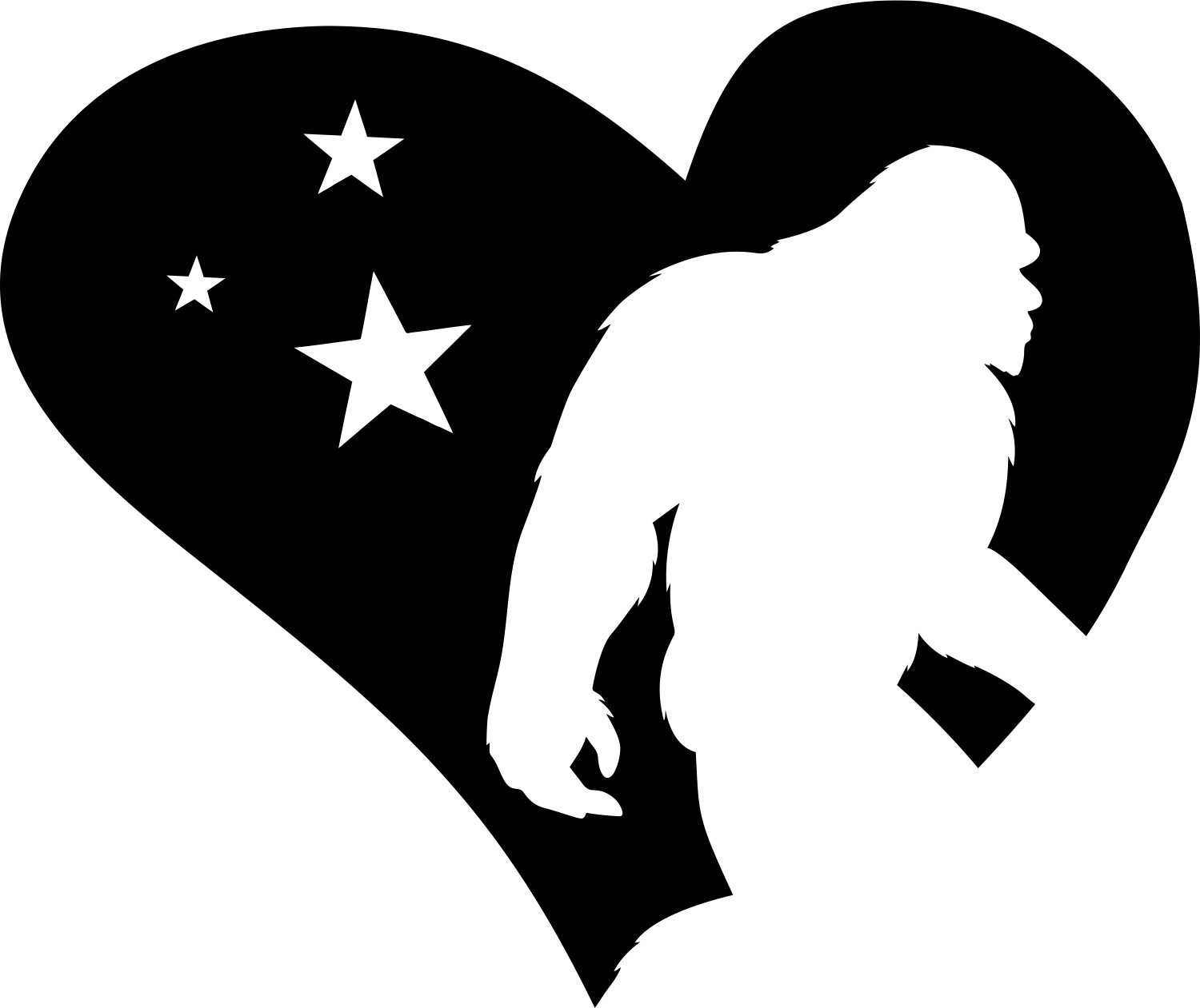 Big Foot Sasquatch Yeti Heart Decal Sticker Car Truck SUV Wall Laptop Tablet