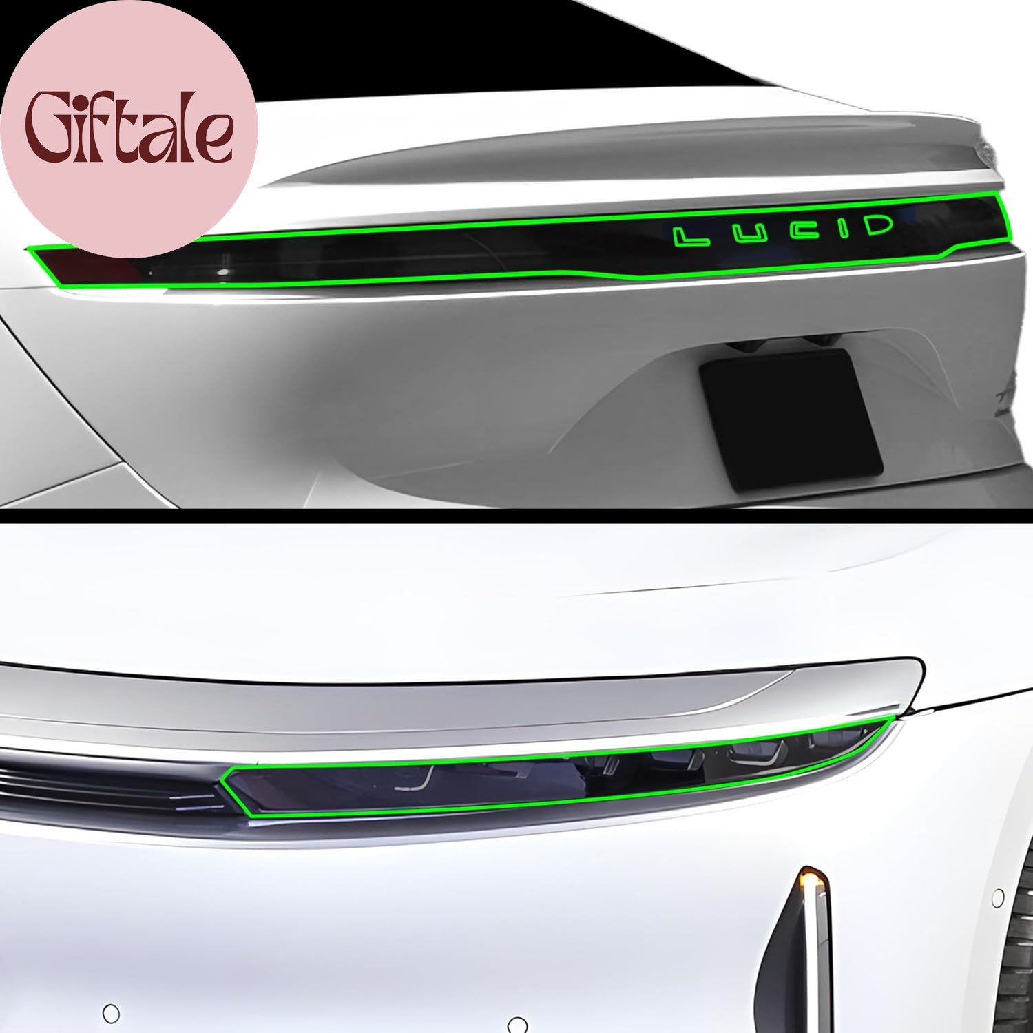 Full Headlight Taillight Tint Kit Compatible with Lucid Air 2022-2025, Light Smo