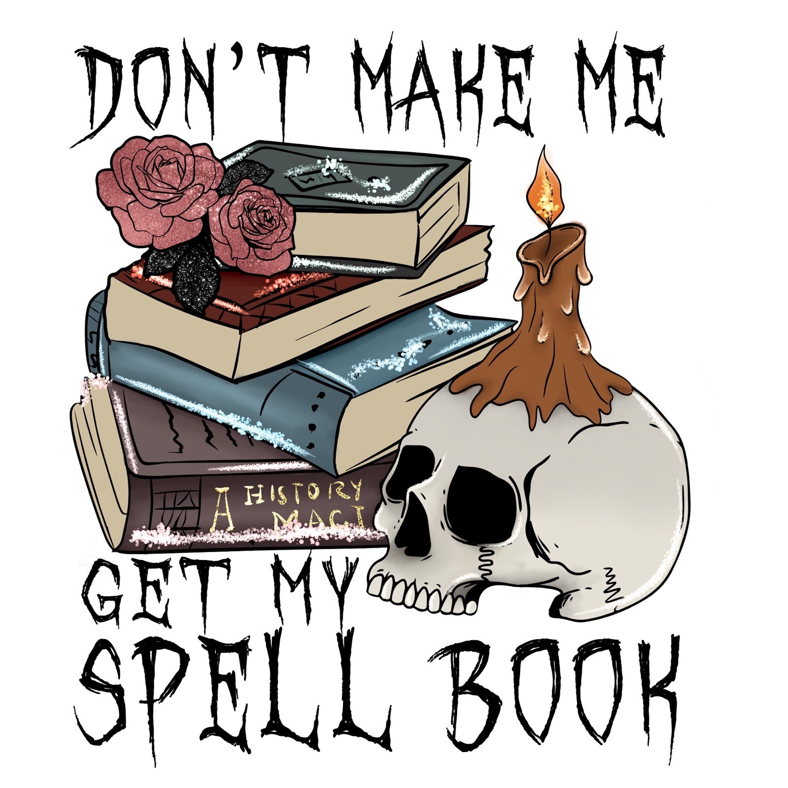 4” Halloween Sticker Spell Book Funny Spooky Trick Or Treat Scary Skull