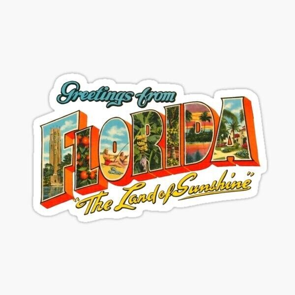 Greetings From Florida The Land Of Sunshine Sticker Decal