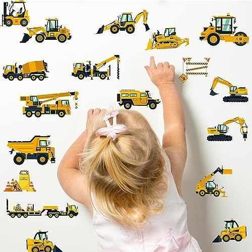 Construction Vehicles Wall Decals – Peel & Stick Removable Stickers for Kids' Ro
