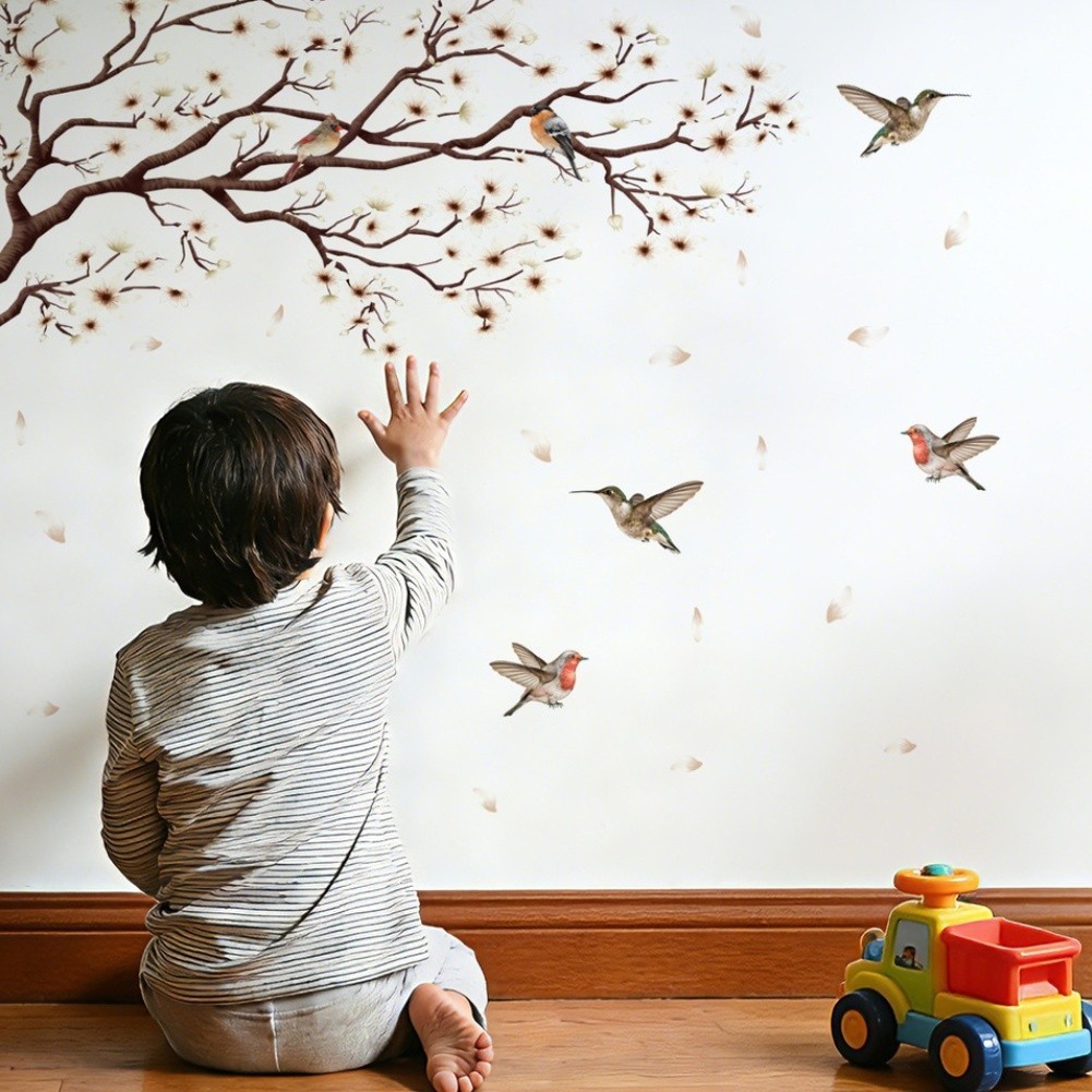 Modern Wall Decor Magnolia Wall Stickers Easy Apply Remove Fade Resistant Colors