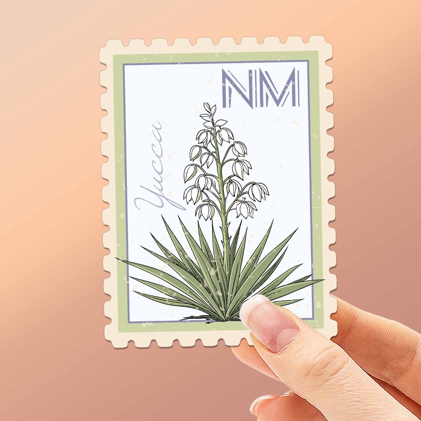 New Mexico State Flower Yucca Sticker – NM Vintage Stamp Decal for Laptop