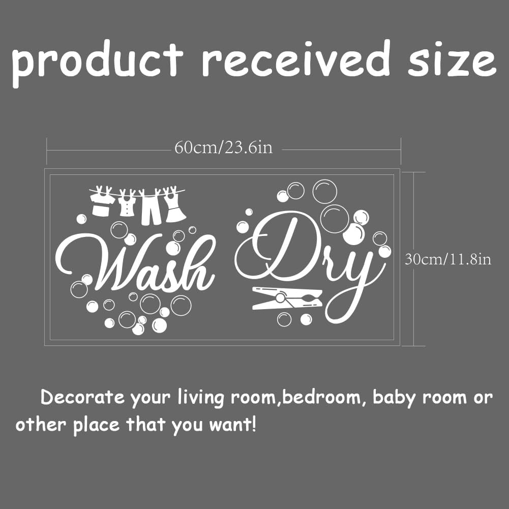 Laundry Room Wall Sticker Vinyl Wash Dry Decal Washing Machine DIY Decor 24"x12"